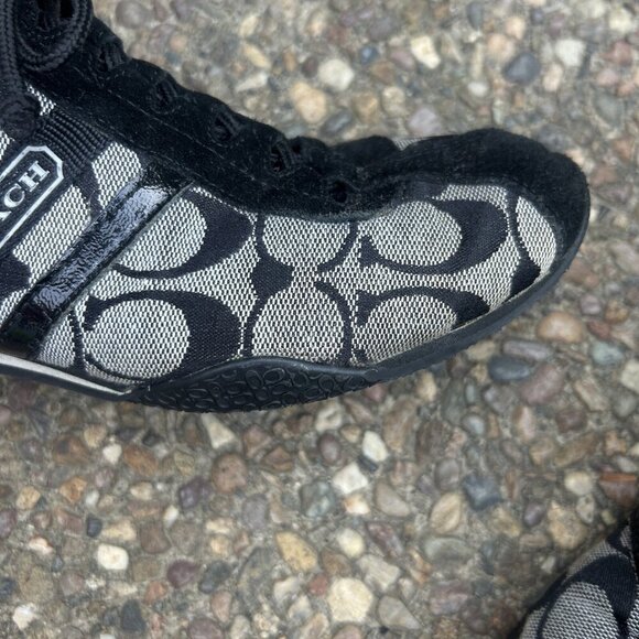 Coach Signature Katelyn Jacquard Logo Lace Up Black Sneakers Size 8 M - Picture 9 of 15